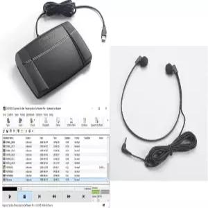 받아쓰기 몰 익스프레스 스크라이브 전사 키트 USB 풋 페달 헤드셋 소프트웨어 라이선스 EXINVC5