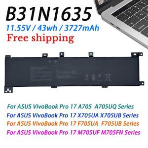 ASUS 비보북 프로 17 용 노트북 배터리  B31N1635  A705 R702UF 0B200-02560100