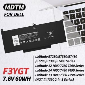 F3YGT Latitude 7480 배터리 60WH Dell 12 7000 7290/13 P29S002/14