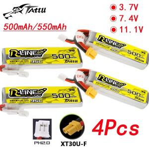 TATTU-R-LINE 1.0 RC 헬리콥터 쿼드콥터 FPV 레이싱 드론 부품용 Lipo 배터리  XT30/PH2.0  500 mAh  95C