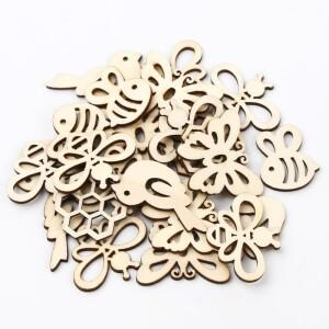 20pcs 믹스 천연 나무 칩 새 나비 꽃 DIY 공예 크리스마스 트리 걸이 장식품 웨딩 파티 홈