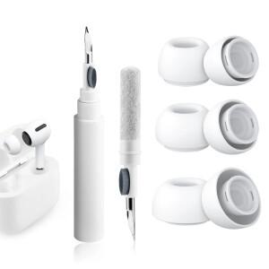 에어팟 프로 1 2용 액체 실리콘 이어팁 6쌍 소음 감소 패드 교체용 이어플매트 카펫 러그 청소 펜 포함