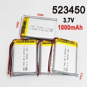 523450 1000mAh 3.7V 폴리머 리튬 충전식 배터리 이온 교체 GPS 블루투스 스피커 1-12pcs
