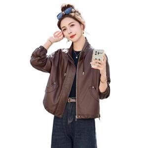 원픽 여성 숏 차이나 PU가죽 코트 봄 쿨링 캐주얼 라이더 재킷