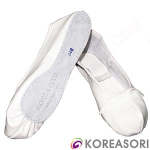 흰색 코있는 흰색 유광 소가죽 굽없는 한국무용신발