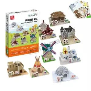 원익몰 3D입체퍼즐 세계전통가옥 8종 유아교재교구 조립퍼즐 5세교구