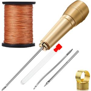 GEEKI 가죽 공예 DIY 제작 재료 도구 키트 패키지 캔버스 텐트 신발 수리 도구용 재봉 송곳 바늘 구리 손잡