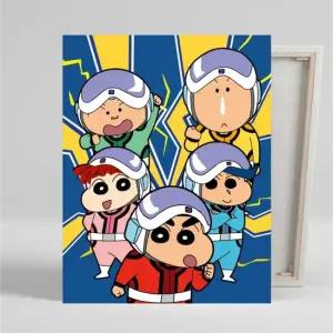 DIY캔버스형 짱구 그림그리기 40x50cm 떡잎마을 방범대 출동