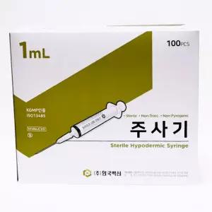 1mL/cc 26G 0.5인치 12mm 일회용 주사기 100개 채취 염소 응급실 건강검진 항생제 구급 약물투여 동물 주입