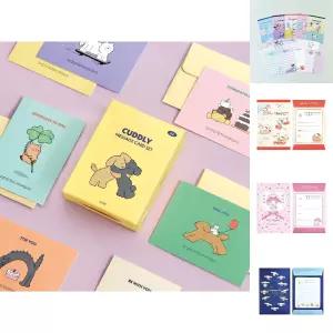 커들리 메세지카드 세트 대용량 편지지/카드/생일/축하/편지/귀여운/기념일/캐릭터/디자인/뜯어쓰는/문구용