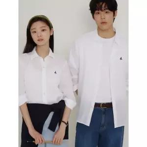 BEANPOLE MEN 남녀공용 리넨 솔리드 셔츠 - 화이트