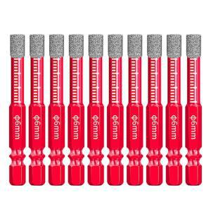 10pcs 6mm 육각 생크 납땜 건조 세라믹 타일 드릴 비트 대리석 화강암 유리화 구멍 오프너 다이아몬드 톱