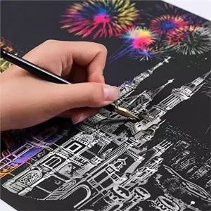 고품질 스크래치 페이퍼 A4사이즈 스크래치 북 아트 컬러링 드로잉 그림 미술 카드 스크래치페이퍼 WFPFHG