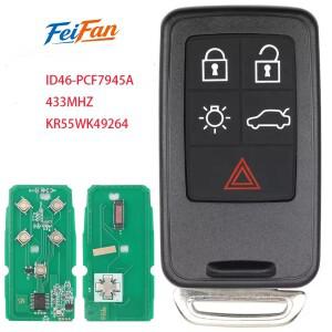 페이판 볼보 호환 XC60 S60 V40 KR55WK49264 FOB 5버튼 교체용 스마트 리모컨 키 자동차 434Mhz ID46 칩