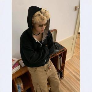 원픽 여성 가을 양면 하운드투스 커플 카디건 후드집업