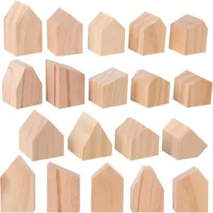 가이테치 42 PCS 미완성 목조 주택 모양 블록 공예용 DIY 가정용 주방 선반 커피 바 테이블 장식 할로윈