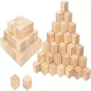 가이테치 200 PCS 공예용 솔리드 우드 스퀘어 큐브 1인치 미완성 나무 - 블록 애호가용 빈 및 DIY 프로젝트