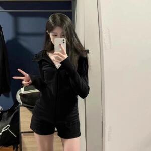 원픽 여성 후드 봄 가을 긴팔 맨투맨 겨울 집업 쇼트 트레이닝 카디건 상의 A