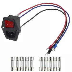 EPLZON 흡입 모듈 플러그 3D 프린터 아케이드 전원 스위치 10A 250V 소켓 15A 퓨즈 18 AWG 연장 케이블 3핀