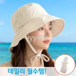  디어센스 데일리 여름 바캉스 바스락 햇빛차단 턱끈 버킷햇