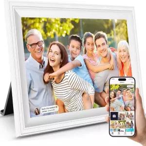 스마트 화이트 디지털 액자 WiFi 휴대폰 16GB 스토리지 10.1인치 1280x800 IPS 터치스크린 사진 자동 회전
