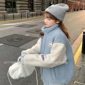 친절한탄씨 플리스 점퍼 여성 겨울 배색 뽀글이 아우터 양털점퍼 후리스점퍼 양털뽀글이 양털후리스