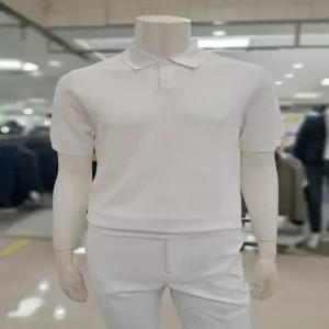 [바쏘옴므]바쏘 화이트 마혼방  반팔 카라니트(BSZ2WT10AWH)