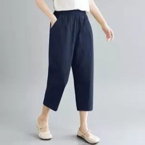 [텐바이텐][홍은]여성 여름 밴딩 7부 세미 배기팬츠 마바지 린넨 통바지