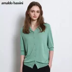 [아날도바시니(ARNALDO BASSINI)] 카라 단추 오픈형 니트 (택가격 178000원)