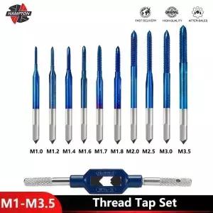 나사 탭 세트 메트릭 플러그 렌치 나노 블루 코팅 기계 M1 M1.2 M1.4 M1.6 M1.7 M1.8 M2 M2.5 M3 M3.5 HSS