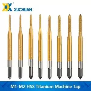1개 우측 HSS 기계 탭 티타늄 코팅 미터법 나사 직선 플루트 M1 M1.1 M1.2 M1.4 M1.6 M1.7 M1.8 M2