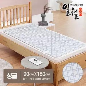 일월 카본매트 체크그레이 워셔블 전기매트 (싱글)
