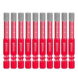 10pcs 6mm 육각 생크 납땜 건조 세라믹 타일 드릴 비트 대리석 화강암 유리화 구멍 오프너 다이아몬드 톱