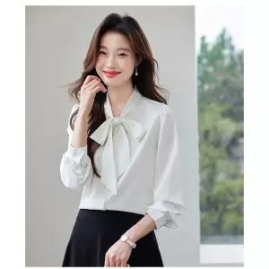 여성 봄 가을 긴팔 리본 플라우스 정장셔츠 면접유니폼