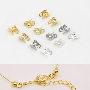 18K 금도금 칼로트 비드 팁 매듭 커버 크림프 엔드 커넥터 DIY 쥬얼리 제작 팔찌 목걸이 액세서리용