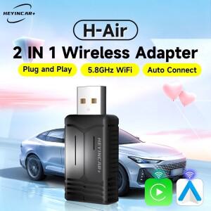 HEYINCAR 미니 소형 2in1 무선 카플레이 어댑터 안드로이드 오토 동글 Wifi 5.8G 자동 연결 박스 (볼보 호