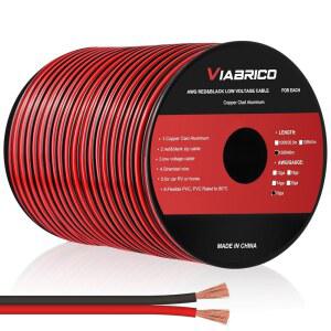 VIARCHO 16GUGE 150FT 전선 케이블 2 도체 레드 블랙 후크업 LED 조명 스트립 유연한 연장 코드 16AWG 구리 피복 알루미늄 12V / 24V DC