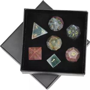 무카이데코 7 PCS 인디언 아가테 크리스탈 다면체 DND 주사위 세트 RPG MTG 테이블 게임 홈 연마된 돌