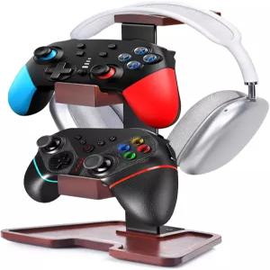 책상 걸이 정리 게임을 위한 리브스몬 솔리드 우드 헤드폰 스탠드 컨트롤러 및 헤드셋 홀더 Xbox PS4