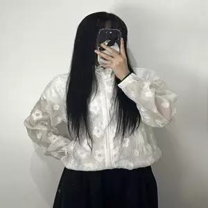 여성 시스루 플라워 여름 바람막이 자켓 살안타템 꽃 윈드브레이커 장마룩 루즈핏 점퍼 스트링 집업 아우터