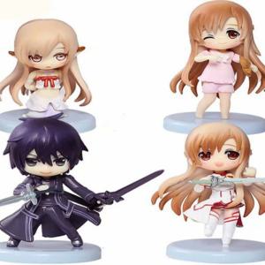 소드아트 피규어 소드 아트 온라인 SAO Kirito Asuna 엘프 4 Q 버전 인형 세트 완료 케이크 장식품 선물 블