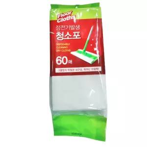 (60매) 정전기발생 청소포 건식 먼지머리카락청소정전기/시트/청소/걸레포/마른/대용량/내부/먼지/바닥