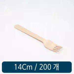나무포크 140(중) c형 200개 포크 일회용 칼라 플라스틱 품 수저 나무