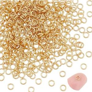 NBEADS 약 500개 4mm 금 점프 링 오픈 304 스테인리스 스틸 스플릿 실제 18K 도금 커넥터 목걸이 팔찌