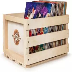 Crosley AC1004A-NA 레코드 보관함 최대 75장의 앨범 보유 내추럴