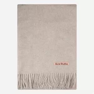 [아크네]5F CA0209 633 로고 프린지 와이드 울 머플러 오트밀 멜란지