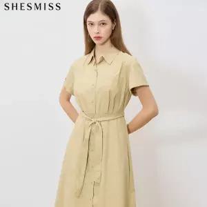 [쉬즈미스(SHESMISS)] 제이드 벨티드 롤업 반팔 원피스 (택가격: 338000원)
