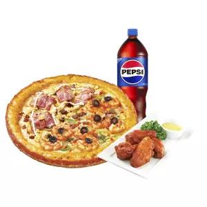 (미스터피자) 하프앤하프M+핫윙4+콜라1.25L