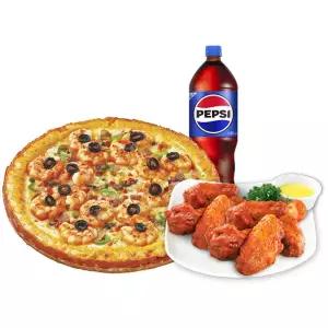 (미스터피자) 쉬림프골드M+핫윙8+콜라1.25L