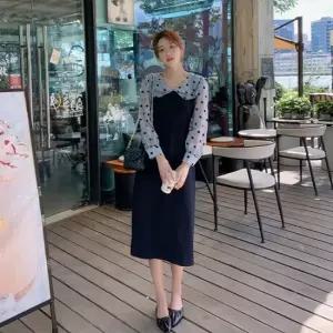 휴가룩 하객룩 오피스룩 데일리룩 도트패턴 원피스